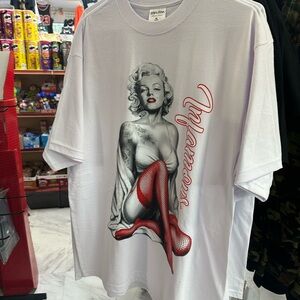 White Graphic T-Shirt with Red Accents